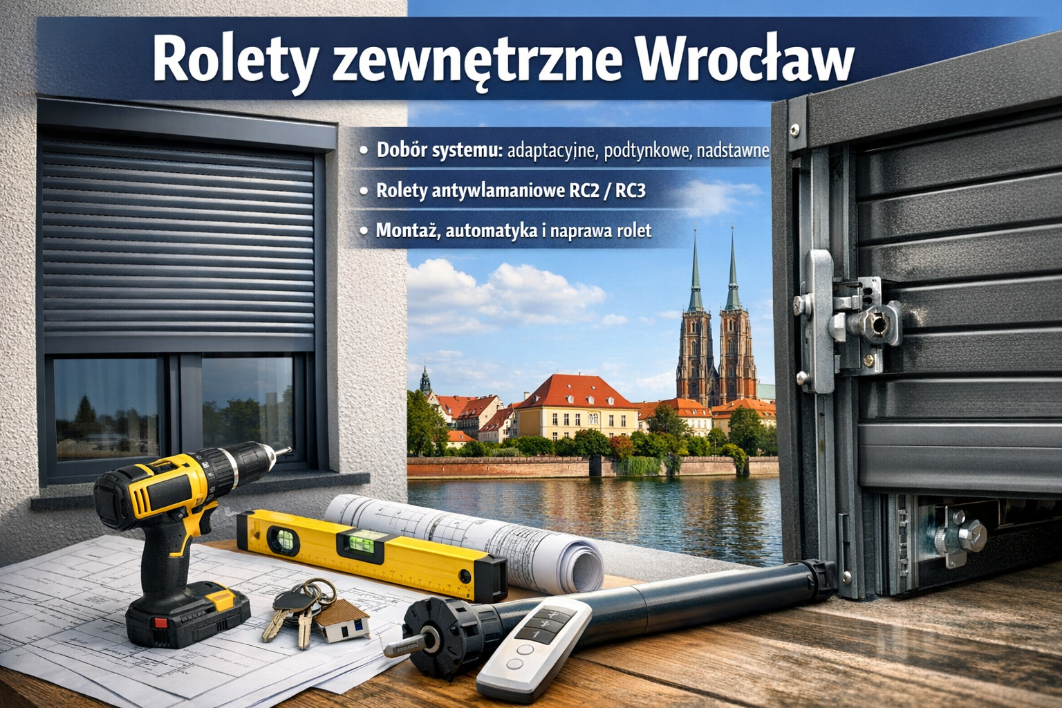 Rolety zewnętrzne Wrocław – montaż, automatyka, napędy i roleta antywłamaniowa