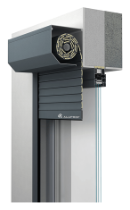 Przekrój rolety zewnętrznej – skrzynka prostokątna, prowadnica i pancerz